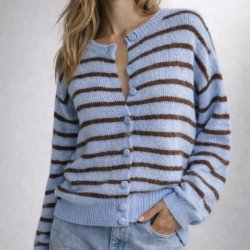 Stribet Strik Cardigan ONE SIZE