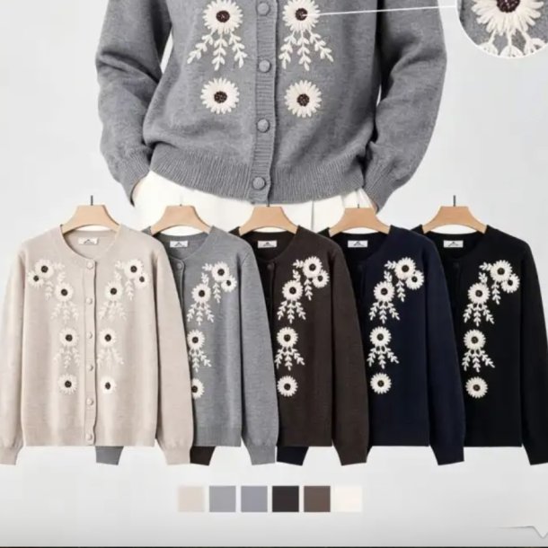 Cardigan med blomster print - str. m/l - l/xl