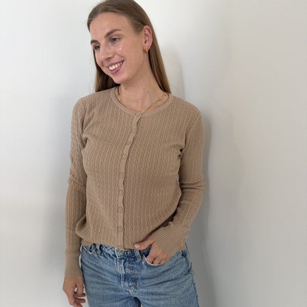 Cardigan kabel strik str. S-XL viskose miks