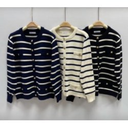 Cardigan classic smal strib viskose str. M- XL