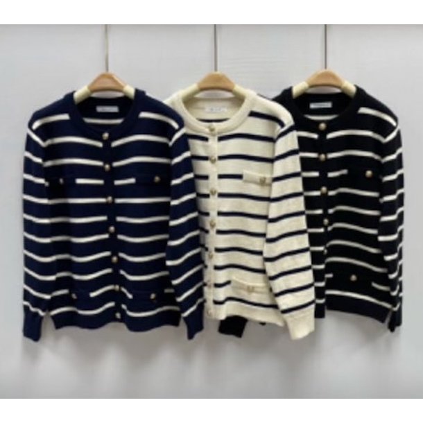 Cardigan classic smal strib viskose str. M- XL