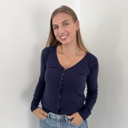 Cardigan klassisk med V-hals  str. S-XL viskose miks