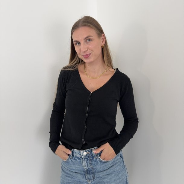 Cardigan klassisk med V-hals  str. S-XL viskose miks