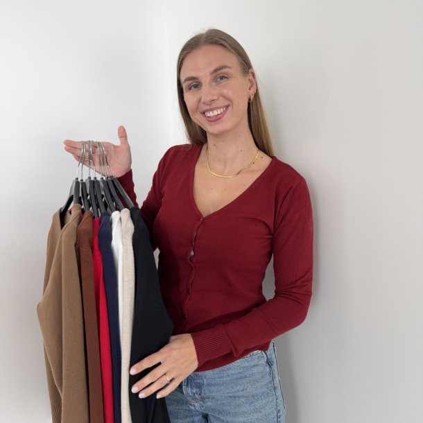 Cardigan klassisk med V-hals  str. S-XL viskose miks