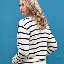 Cardigan classic smal strib viskose str. M- XL