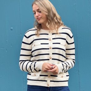 Cardigan classic smal strib viskose str. M- XL