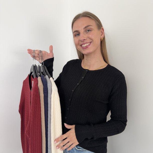 Cardigan kabel strik str. S-XL viskose miks