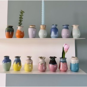 Vase Mini keramik fuld glace 6-8 cm