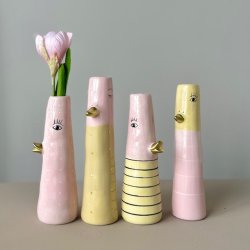 Vase ansigt med n�b keramik gul