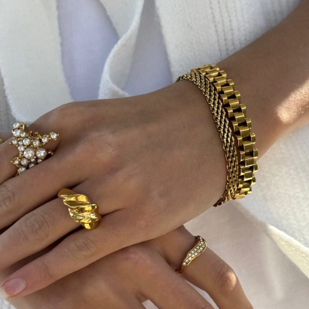 Fingerring CARMEN vandfast 18kt. forgyldt