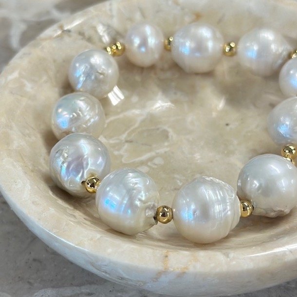 Armbnd GERTRUD pearl forgyldt slv