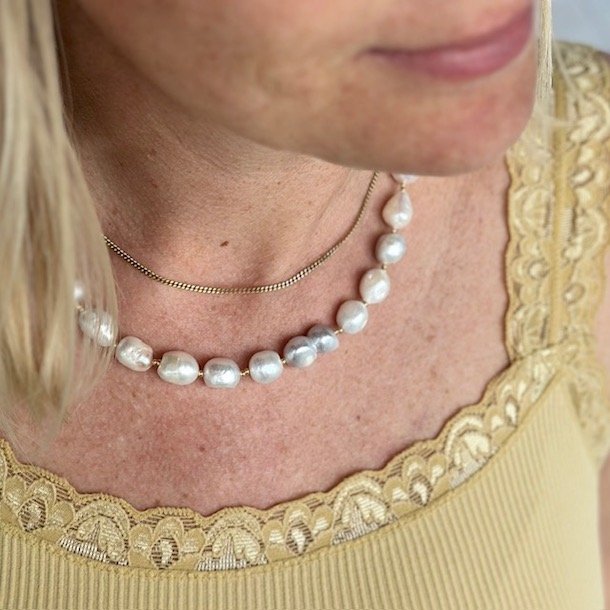 Halskde GERTRUD pearl forgyldt slv