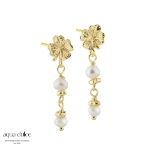CLOVER PEARL Earstud �reringe forgyldt