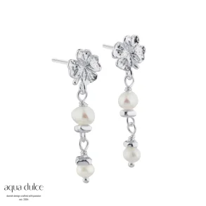 CLOVER PEARL Earstud �ringe S�lv