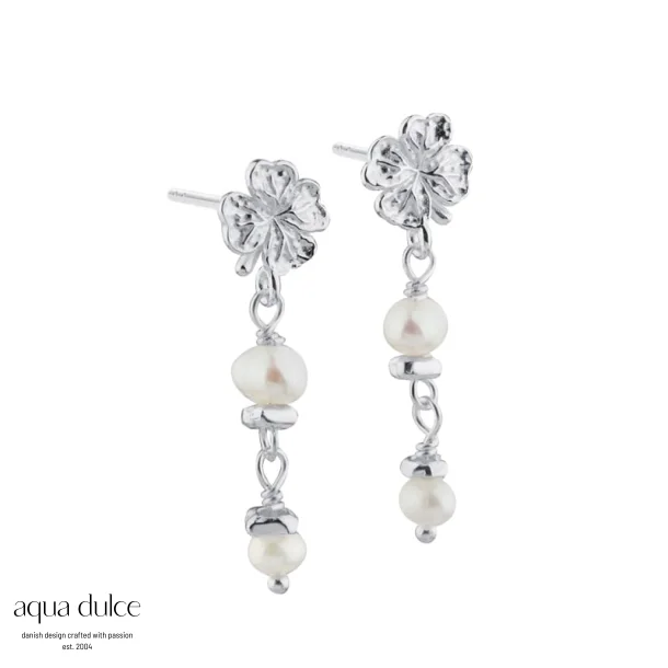 CLOVER PEARL Earstud �ringe S�lv