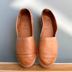 Espadrillos soft Med Bast - skind cognac str. 36-42