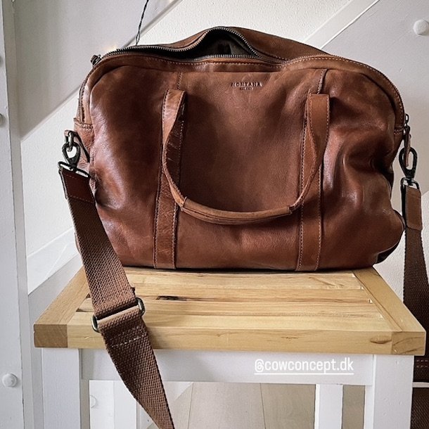 Safford computertaske washed skind