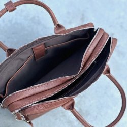 Computertaske dobbeltrum  skind