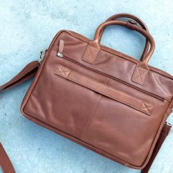 Computertaske dobbeltrum  skind