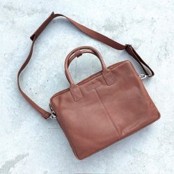 Computertaske dobbeltrum  skind