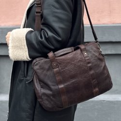 Safford computertaske washed skind