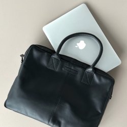 Computertaske dobbeltrum  skind