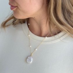 Halskde GARDA pearl 43-50 cm forgyldt slv