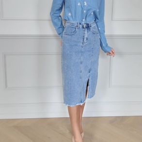 Denim nederdel m. slid str. XS-XL