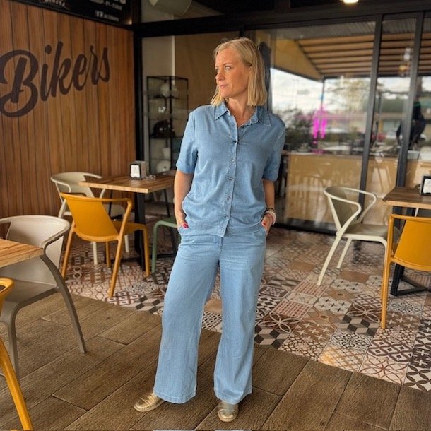 Denim skjorte LIGHT med korte rmer str. S-XXL