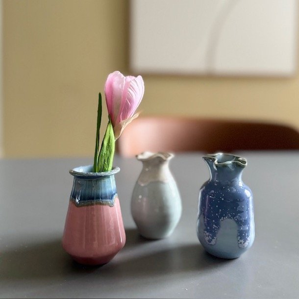 Vase Mini keramik fuld glace 6-8 cm