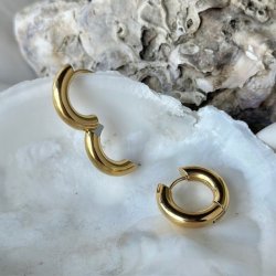HOOPS SMALL 18 mm vandfast 18kt. forgyldt
