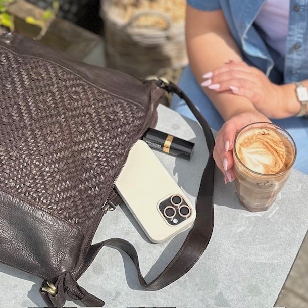 Skuldertaske flet skind