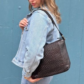 Skuldertaske flet skind