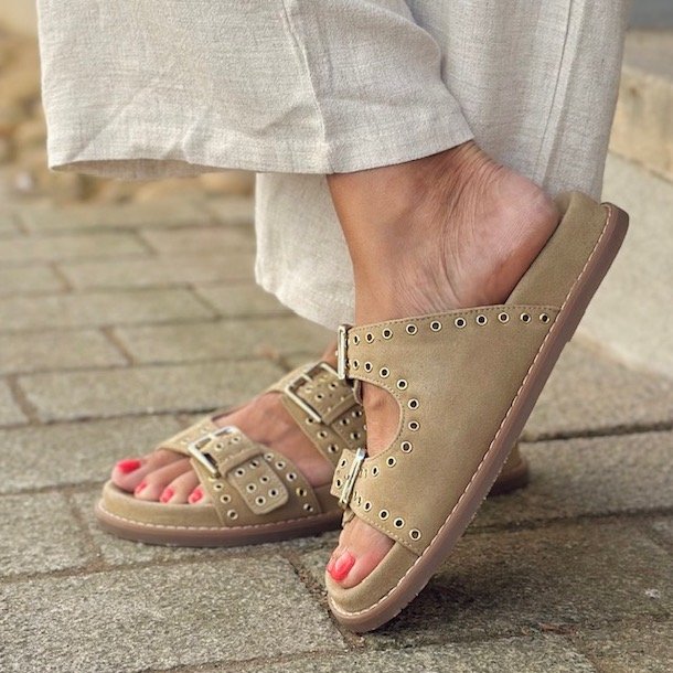 Slippers AS SUMMER ruskind camel str. 37-41