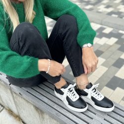 Sneakers RUN WITH ME sort/hvid skind str 37-41