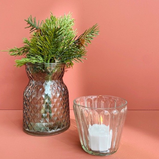 Fyrfadsstage rombe glas