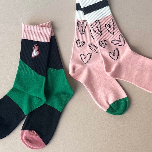 Trendy strmpe heart bomuld Str. 35-40