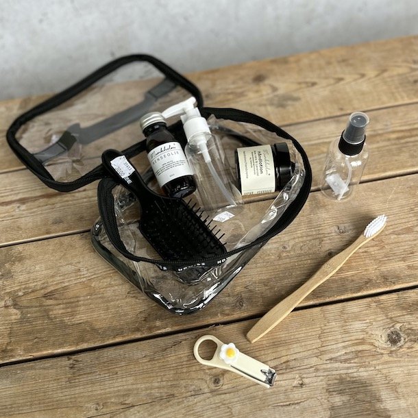 Toilettaske transparent hndbagage