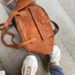 Hollins weekendtaske vasket skind