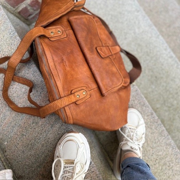 Hollins weekendtaske vasket skind