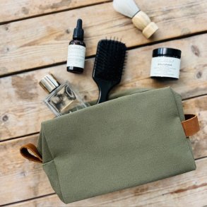 Toilettaske unisex kanvas og lder