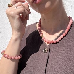 Perle halsk�de CORAL - Guldbelagt vandfast