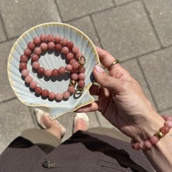 Perle halsk�de CORAL - Guldbelagt vandfast