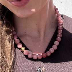Perle halsk�de CORAL - Guldbelagt vandfast