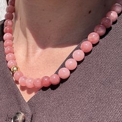 Perle halsk�de CORAL - Guldbelagt vandfast
