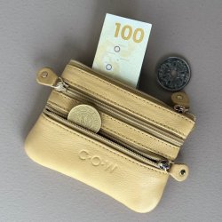 Classic Cow pung med 4 rum - skind lysegul