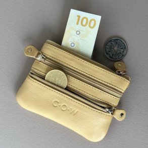 Classic Cow pung med 4 rum - skind lysegul