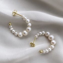 Creoler PRETTY PEARL 25 mm forgyldt slv