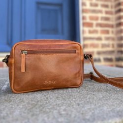 Crossbody Cow skind raw Cognac