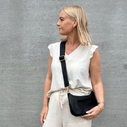 Crossbody / skuldertaske DREW sort skind